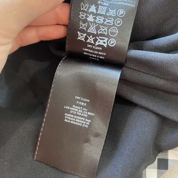 GUESS Black White Checkered Satin Collar Fitted Blazer Size 0 - Picture 9 of 9